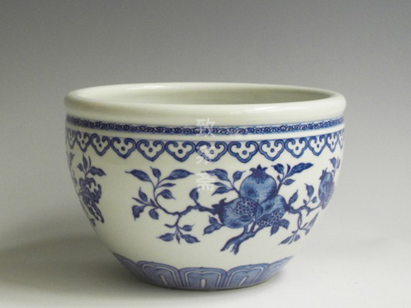 青花三果小缸口：25cm