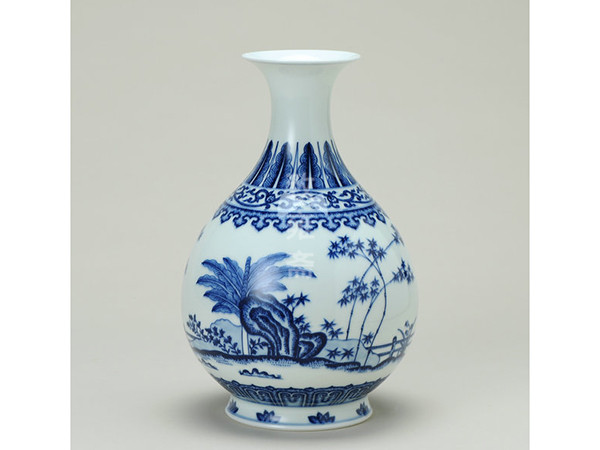 青花竹石芭蕉玉壶春高：27。6cm